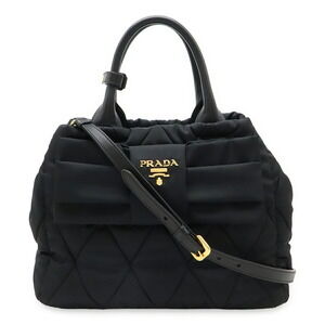 Prada Tessuto Bomber handbag tote bag Shoulder leather Nero Black